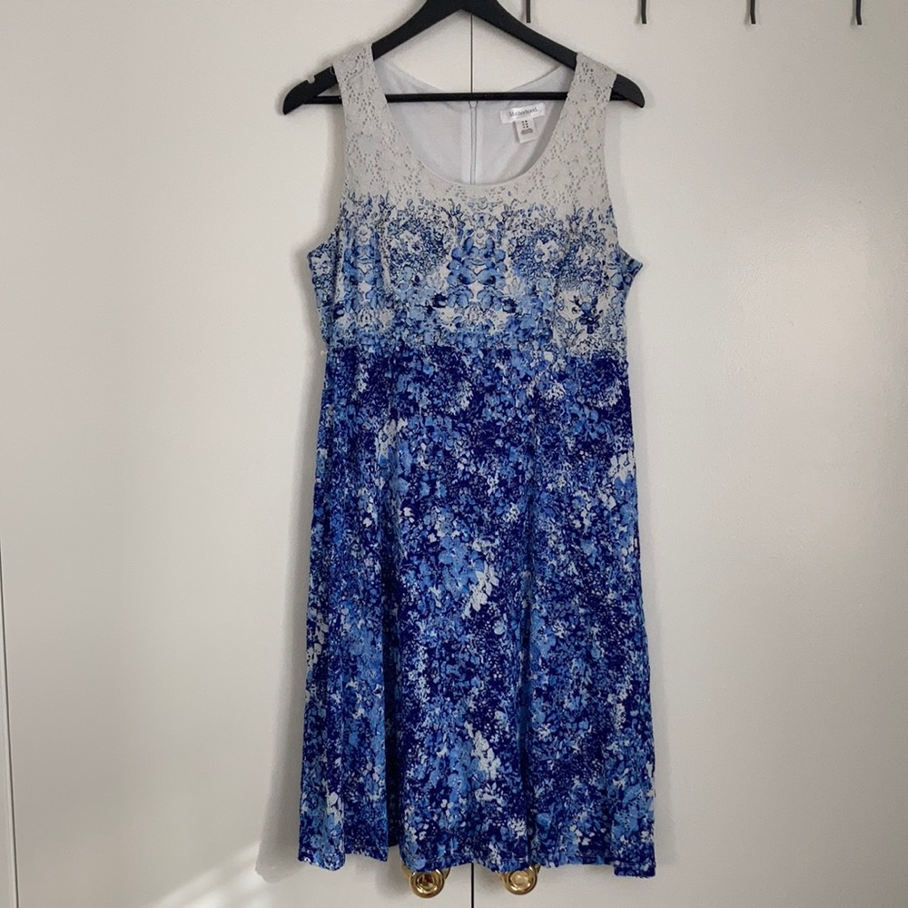 Motherhood Maternity Eyelet Dress, White/Blue - Medium